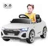 Image de Voiture Électrique pour Enfants COSTWAY Licence Audi Télécommande&Lumières&Musique 3 Vitesses Démarrage Progressif98x49x43CM Blanc