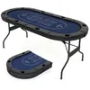 Image de DREAMADE Table de Poker Ovale Pliable pour 8 Joueurs Table de Poker Texas Hold em Pliante avec Rebord Porte-gobelets en MétalBleu