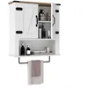 Image de LIFEZEAL Armoire de Salle de Bain Murale Meuble Suspendu avec étagères réglables et Porte-Serviettes Armoire de Salle de Bain
