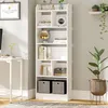 Image de Bibliothèque Étagère à 6 Niveaux Meuble de Rangement Livres Cloison Séparateur Présentoir pour Salon Chambre Bureau