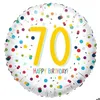 Image de Ballon Aluminium Rond 43 cm : Happy Birthday 70 ans - Confettis