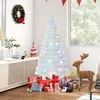 Image de RELAX4LIFE Sapin de Noël 180 cm Artificiel Blanc 180 cm avec Lumières 1 Étoile LED et Flocons de Neige Base en Fer Pliable