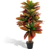 Image de RELAX4LIFE Plante Artificielle 100 cm Arbre Croton Artificiel avec Tronc Bois Naturel Décoration Maison pour Intérieur/Extérieur