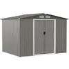 Image de Abri de Jardin en Metal 536m² - GOPLUS - 2 Portes Coulissantes et 4 Fenêtres - Base Renforcée avec Barres - Cabane à Outils Gris