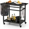 Image de GOPLUS Desserte JardinChariot de Barbecue avec 4 Roues VerrouillablesPlancha avec 4 Crochets et Étagère108x505x88CMCharge 50KG