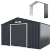 Image de GOPLUS 1085 Abri de Jardin Métal avec Kit d'Extension 330 x 255 x 210 cm Cabine de Jardin Extérieur Portes Coulissantes Gris