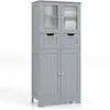 Image de GIANTEX Colonne/Meuble Salle de Bain- 2 Tiroirs et 4 Portes- 2 Étagères Réglables- Armoire Haute- pour Cuisine/Salon- Gris