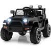 Image de COSTWAY Voiture Electrique 12V/4.5 Ah pour Enfants Télécommande 24G Démarrage Lent Musique Klaxon LED pour 3-8 Ans Noir