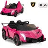 Image de Lamborghini Voiture Électrique 12V/7 Ah pour Enfants Télécommande 2.4 G Portes Hydrauliques LED klaxon MP3 USB 3-8 Ans Rose