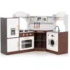 Image de COSTWAY Cuisine Luxe Interactive Enfants 3 - 10 Ans XXL en Bois 15 Accessoires Effect Lumière et Son Marron Foncé