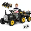 Image de Tracteur Électrique Enfant 12V 7Ah- GOPLUS - avec Télécommande et Remorque Amovible - Charge 30KG - Effet Musique/Sonore - Noir