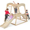 Image de GOPLUS 6 en 1 Escalade Enfant Aire de Jeux avec Portique Toboggan Corde et Échelles pour Enfants 1 an+ Charge 60kg Naturel
