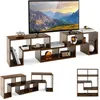 Image de COSTWAY 65 Meuble TV en 3 Pcs Modulaire Étagère Bibliothèque Modulable pour Salon Chambre Meuble TV Bois 135x30x43cm Marron