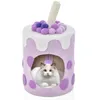 Image de COSTWAY Panier Maison pour Chat Animaux - Coussin Amovible Griffoir Rotatif à 360° Forme du Bubble Tea Pompon Suspendu - Violet