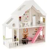 Image de Maison de Poupée COSTWAY - 8 Meubles 2 Etages 81 x 30 x 86 cm Cadeaux pour Enfants 3 Ans+ Blanc