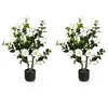 Image de Camélias Artificiels - COSTWAY - Lot de 2 - Blanc - Intérieur - 95 cm