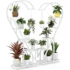 Image de COSTWAY Lot de 2 Supports pour Plantes en Métal-Crochet Étagère à Fleurs Porte Plantes en Forme de Demi-coeur - Salon Balcon-Blanc