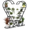 Image de COSTWAY Lot de 2 Supports pour Plantes en Métal-Crochet Étagère à Fleurs Porte Plantes en Forme de Demi-coeur - Salon Balcon-Noir