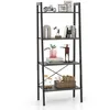 Image de COSTWAY Bibliothèque Industrielle 4 Niveaux - Pieds Réglables Dispositif Anti-basculement - Étagère de Rangement - Gris Foncé
