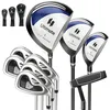 Image de COSTWAY Ensemble Clubs de Golf 9 Pièces Homme Droitier-Driver en Alliage dAluminium-3 Couvre-golfs-FairwayHybride5 FersPutter