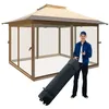 Image de COSTWAY Pavillon de Jardin Instantanée 36x36 m-Parois en Maille sur 4 Côtés-3 Hauteurs-Sac de Transport à Roulettes-Dessus Ventilé