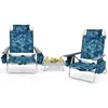 Image de COSTWAY Ensemble 3 pcs de 2 Chaises de Camping Plage Pliante et Table Enroulable Appui-tête Dossier Réglable à 5 Positions