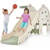 Image de Toboggan 4 en 1 COSTWAY avec Panier de Basket Ball Escalade et pompe à ball - Jeu Intérieur-Extérieur Enfant dès 18 Mois Vert