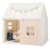 Image de Tente de Jeu Enfants COSTWAY-Tapis Rembourré-Guirlandes Lumineuses Étoiles-Bannière de Fanions-pour 3-8 ans-125 x 100 x 127