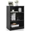 Image de COSTWAY Bibliothèque à 3 Niveaux avec 2 Étagères Réglables et Dispositif Anti-renversement Chambre Bureau 50 x 30 x 75 cm Noir