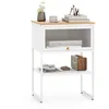 Image de COSTWAY Table de Chevet à 3 Niveaux avec Porte Rabattable 40 x 32 x 56 cm Table dAppoint Moderne pour Salon Chambre Blanc