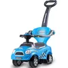 Image de Porteur Enfants Voiture à Pousser - COSTWAY - 3 en 1 - Garde-corps - Volant - Espace de Rangement - Bleu