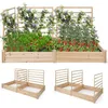 Image de COSTWAY Carré Potager en Bois de Sapin - 222x114x110CM - 3 Treillis Base Ouverte - Vignes Grimpantes Fruits Fleurs Légumes