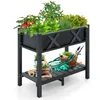 Image de COSTWAY Jardinière Surélevé en HIPS - Trous de Drainage Étagère de Rangement Inférieure Barres Transversales Renforcées - Nior