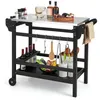 Image de COSTWAY Chariot pour Plancha 105 x 54 x 85 cm-Plateau en Acier Inoxydable-Etagère à Epices-Support de Bouteilles-2 Roues 115+35 kg