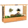 Image de COSTWAY Jardinière avec Treillis Latéraux - Toit Suspendu Trou de Drainage Bois Sapin Pré-huilé 2 Bac à Fleurs - 200x44x114 cm