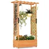 Image de COSTWAY Jardinière avec Treillis Latéraux - Toit Suspendu Trou de Drainage Bois Sapin Pré-huilé Bac à Fleurs - 110x44x182 cm