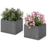Image de COSTWAY Lot de 2 Carrés Potager en HDPE - Trous de Drainage Design de Clôture Bac à Fleurs - Fruits Fleurs Légumes - Gris