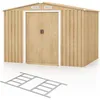 Image de COSTWAY Abri de Jardin en Métal Galvanisé 5m2 259x196x182 cm-Base de Fondation-Portes CoulissantesRampe-Couleur Grain de Bois