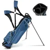 Image de COSTWAY Sac de Golf Trépied Portable-Compartiments à 4 Voies-4 Poches Zippées-Sac Isotherme-Bandoulière Double-Housse de Pluie-Bleu