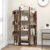 Image de COSTWAY Bibliothèque en Arbre 141 CM 13 Étagères Ouvertes pour Livres et Décorations Dispositifs Anti-renversement Marron