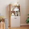 Image de COSTWAY Bibliothèque Autoportante avec Armoire à Double Porte Etagère Haute à 3 Niveaux pour Salon Chambre Bureau Cuisine
