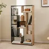 Image de COSTWAY Bibliothèque Géométrique Moderne H 120 CM Étagère Ouverte de Rangement Autoportante avec Kits Anti-Basculement Naturel