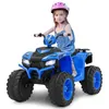 Image de COSTWAY Quad Électrique 24V pour Enfants avec LED Musique Radio Démarrage en Douceur pour Différents Terrains 3 à 8 Ans Bleu
