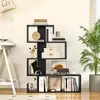 Image de COSTWAY Bibliothèque Ouvert à 5 Niveaux Forme de S Kits Anti-renversement Etagère Rangement Autoportant Décorative Noir