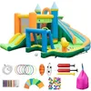 Image de Château Gonflable Eau XXL COSTWAY Parc Aquatique avec 50 Ballons 2 Toboggans pour Enfants 3-10 ans
