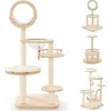 Image de COSTWAY Arbre à Chat Multi-Niveaux Convertible 4 en 1 Tour à Chat avec Griffoir Tapis Amovible Centre dActivités pour Chaton