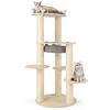 Image de COSTWAY Arbre à Chat en Bois Multi-Niveaux 66x66x150CM 3 Plates-Formes Hamac Tour à Chat Moderne Perchoir Rembourré Griffoirs