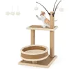 Image de COSTWAY Arbre à Chat Multi-Niveaux Balle Suspendue Lit Spacieux Plateformes Tapis en Peluche Amovible Tour pour Chat Moderne