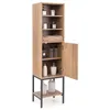 Image de COSTWAY Meuble Colonne de Salle de Bain avec Porte Étagère Réglable et Rangement Inférieur pour Salon Cuisine Chambre Nature