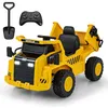 Image de COSTWAY Caterpillar 12V Voiture Électrique pour Enfants avec Remorque Télécommande 24G LED Musique Klaxon USB et Bluetooth